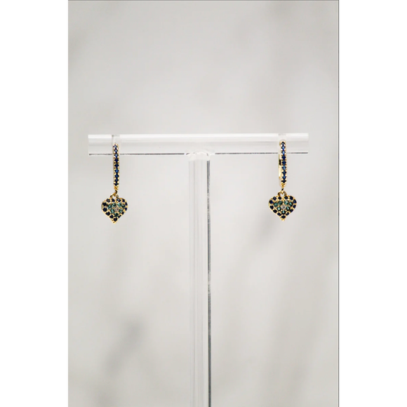 Native Gem Queen of Hearts Huggie Earrings in Blue Ombre - Romantiques