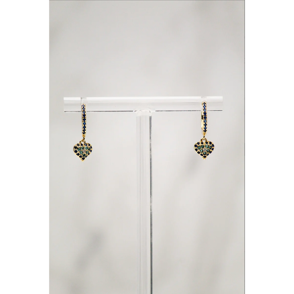 Native Gem Queen of Hearts Huggie Earrings in Blue Ombre - Romantiques