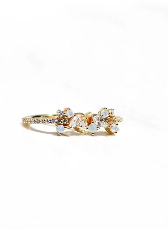 Native Gem Tropicale Huggies Earrings in White Opal - Romantiques