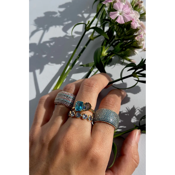 Native Gem Billionaire Ring in Aquamarine - Romantiques