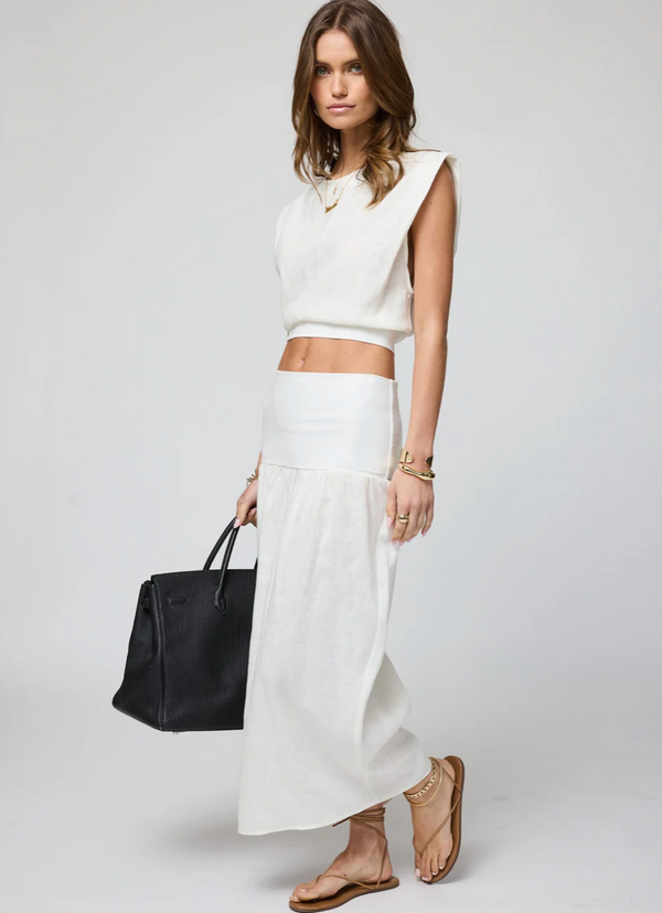 Stillwater Linen Pacific Tank in White - Romantiques