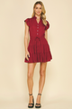 Silky, Button Down Tiered Mini Dress in Berry - Romantiques