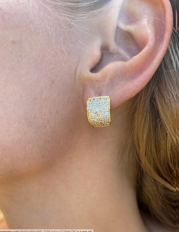 Pave 14k Gold Vermeil Huggies - Romantiques