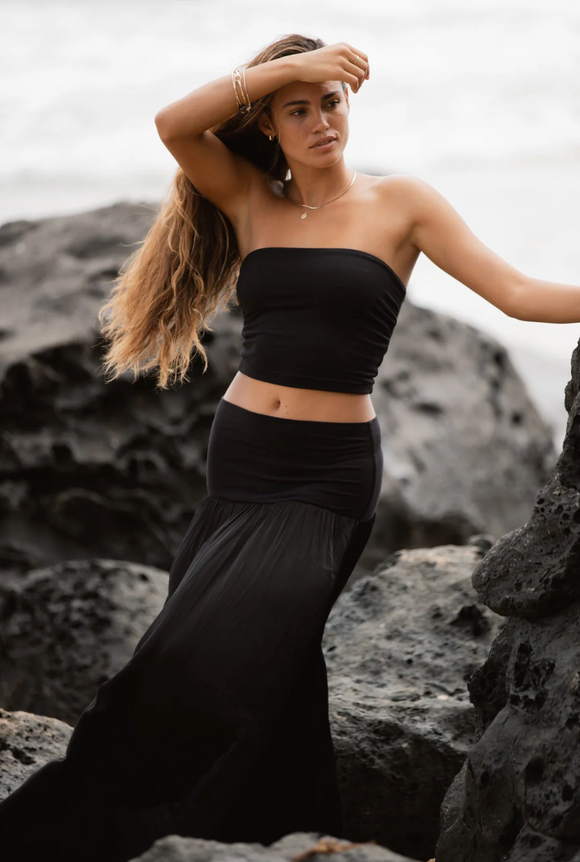 The Blake Maxi Skirt in Black - Romantiques