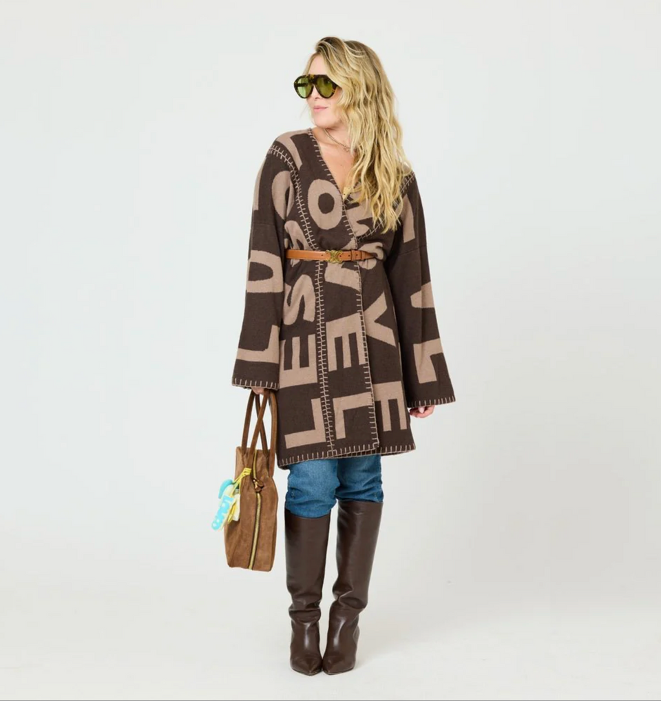 Blankie Love Lesson Cardi In Black-Taupe - Romantiques
