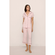 Gisele Short Sleeve Cropped PJ Set in Sorbet Pink & Black - Romantiques