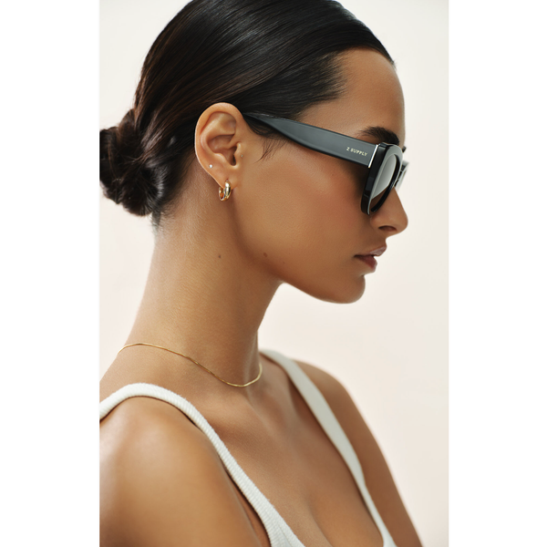 Golden Hour Polished Black-Grey Polarized - Romantiques