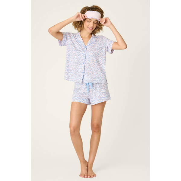 Animal Lover Leopard Print 3-Piece Shorts Set in Bluebird - Romantiques