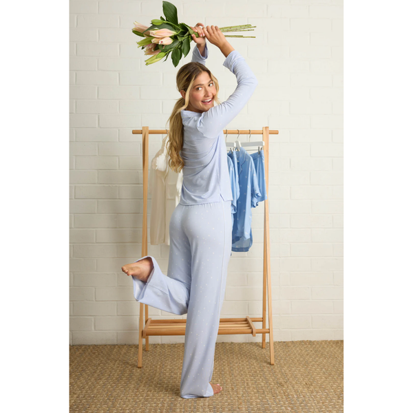 Modal Basics Star Print 3-Piece PJ Set in Blue - Romantiques