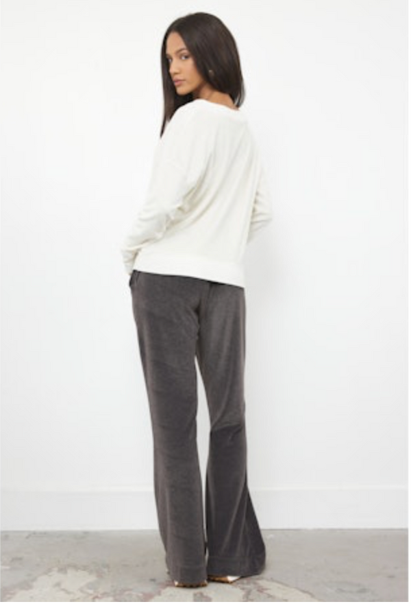 District V-Nect Velour Pullover in Driftwood - Romantiques