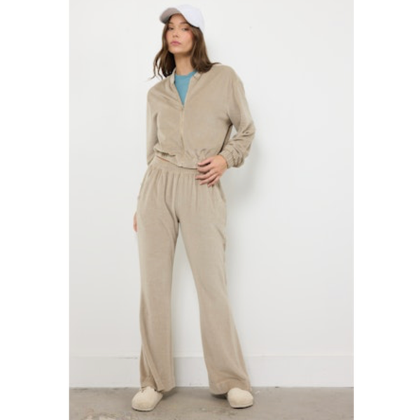 Santa Monica Velour Pant in Driftwood - Romantiques