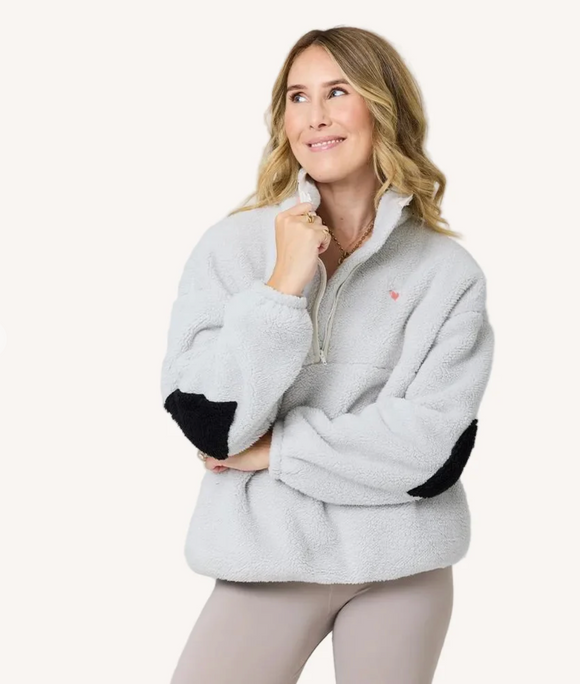 Kerri Rosenthal Cozy Magoze Quarter Zip in Light Grey - Romantiques