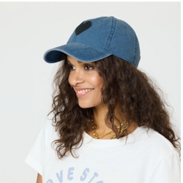 Kerri Rosenthal Baseball Hat Denim Imperfect Hear - Romantiques