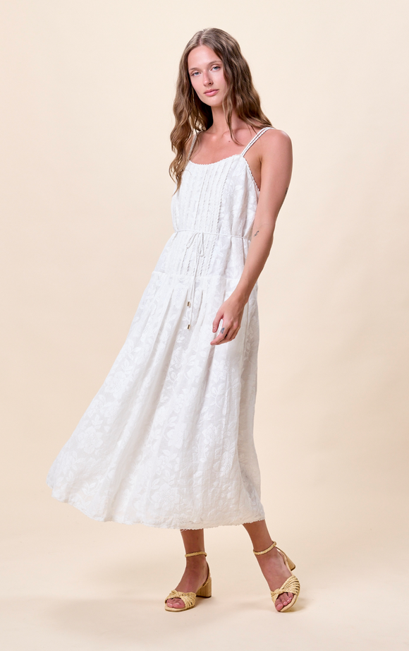Colette Midi Dress in White - Romantiques