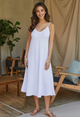 Italian Linen Midi Slip Dress In White - Romantiques