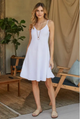 Italian Linen V-Neck Midi Slip Dress In White - Romantiques
