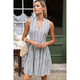 Indi Tier Short Dress in Aradonis Stripe Storm Grey - Romantiques