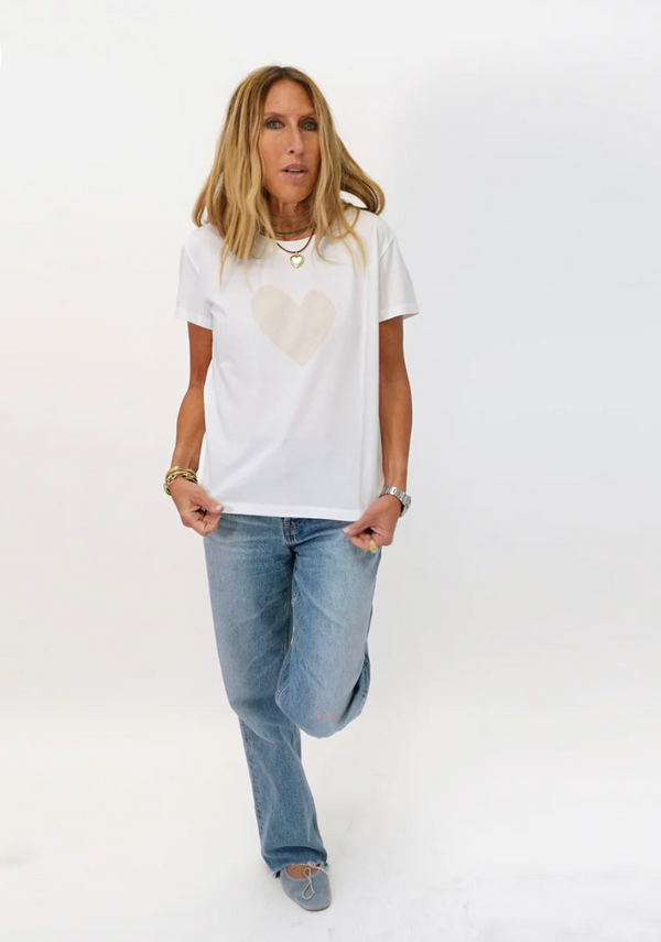 Kerri Rosenthal Suke Imperfect Heart Tee in White/Vanilla - Romantiques