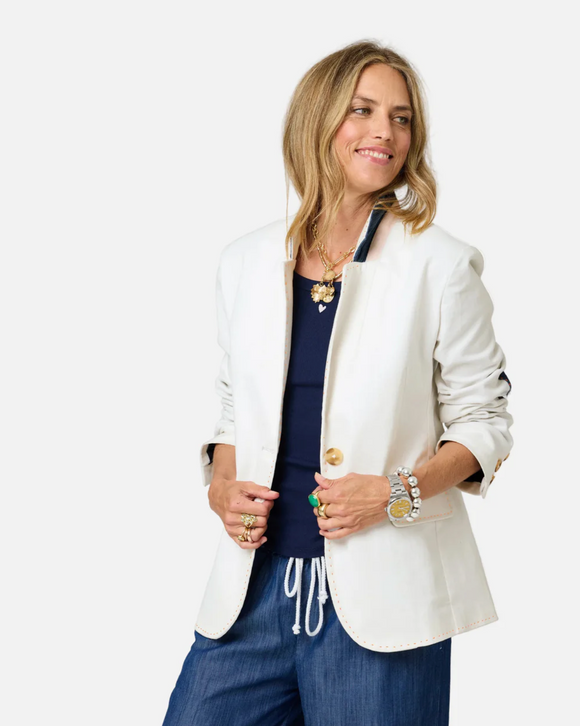 Kerri Rosenthal Summer Cotton Blazer in Cream - Romantiques