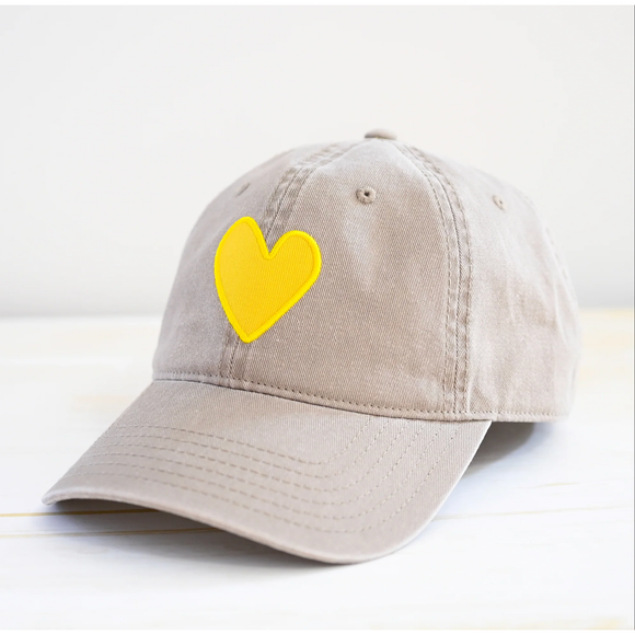 Kerri Rosenthal Baseball Heart Patch Hat in Sand & Sunshine - Romantiques