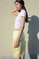 Silk Charmeuse Knee Length Skirt - In Buttercup - Romantiques