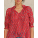 M.A.B.E. Ari Print Gathered Top - Red - Romantiques
