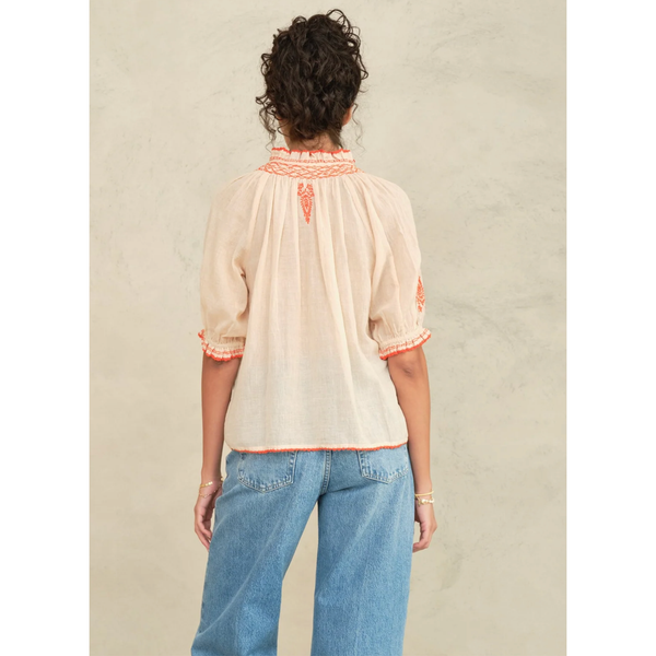 M.A.B.E. Talia S/S Top Beige/Orange - Romantiques