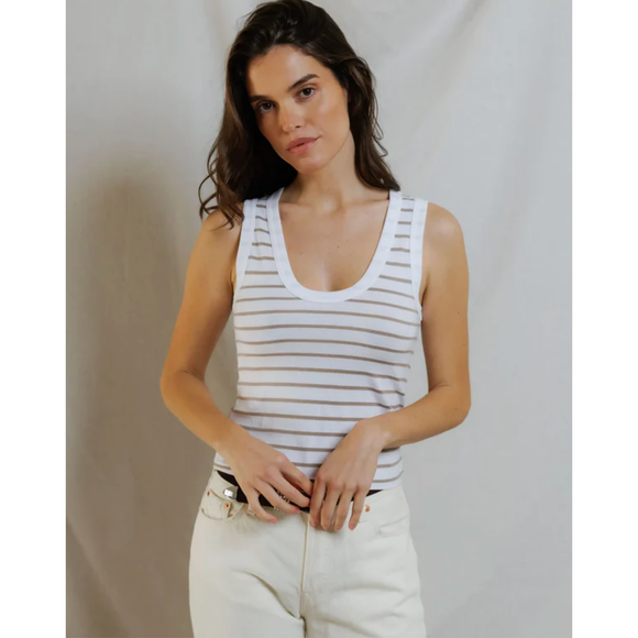 Khara Bra-Friendly Tank Driftwood/White Stripe - Romantiques