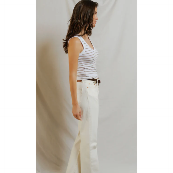 Khara Bra-Friendly Tank Driftwood/White Stripe - Romantiques