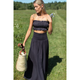 Smocked Maxi Skirt - Midnight Linen - Romantiques