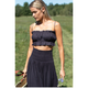 Smocked Maxi Skirt - Midnight Linen - Romantiques
