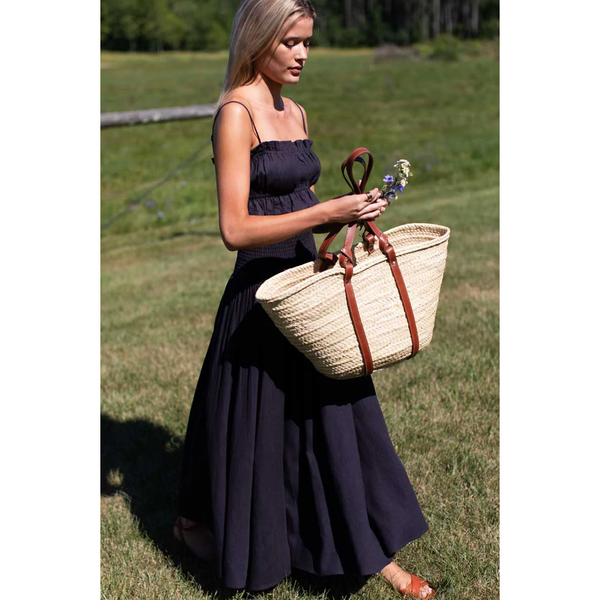 Smocked Maxi Skirt - Midnight Linen - Romantiques