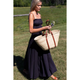 Smocked Maxi Skirt - Midnight Linen - Romantiques