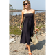 Smocked Maxi Skirt - Midnight Linen - Romantiques