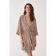 Solar Corrida Printed Wrap Mini Dress in Beige - Romantiques