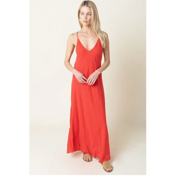 Adeline Flowy Linen Maxi Dress - Romantiques