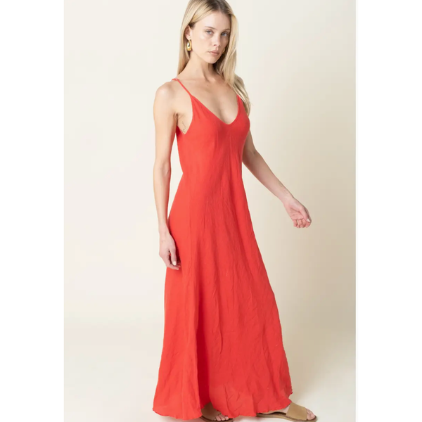 Adeline Flowy Linen Maxi Dress - Romantiques
