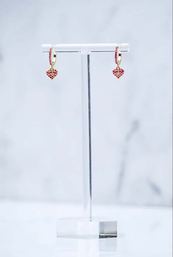 Native Gem Queen of Hearts Huggie Earrings in Pink Ombre - Romantiques