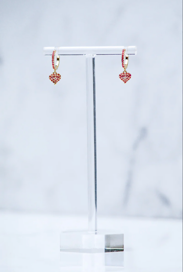 Native Gem Queen of Hearts Huggie Earrings in Pink Ombre - Romantiques
