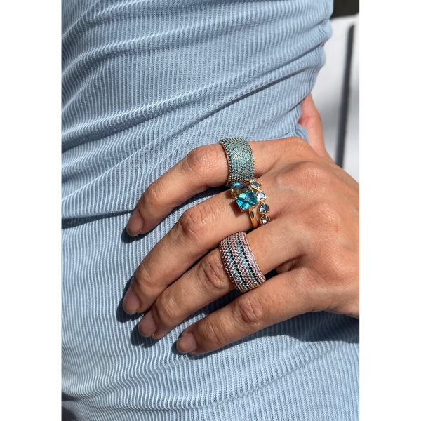 Native Gem Billionaire Ring in Aquamarine - Romantiques
