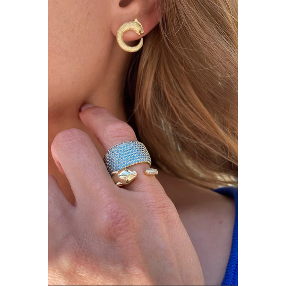Native Gem Billionaire Ring in Aquamarine - Romantiques