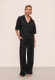 Tencel Woven Short Sleeve Top In Black - Romantiques