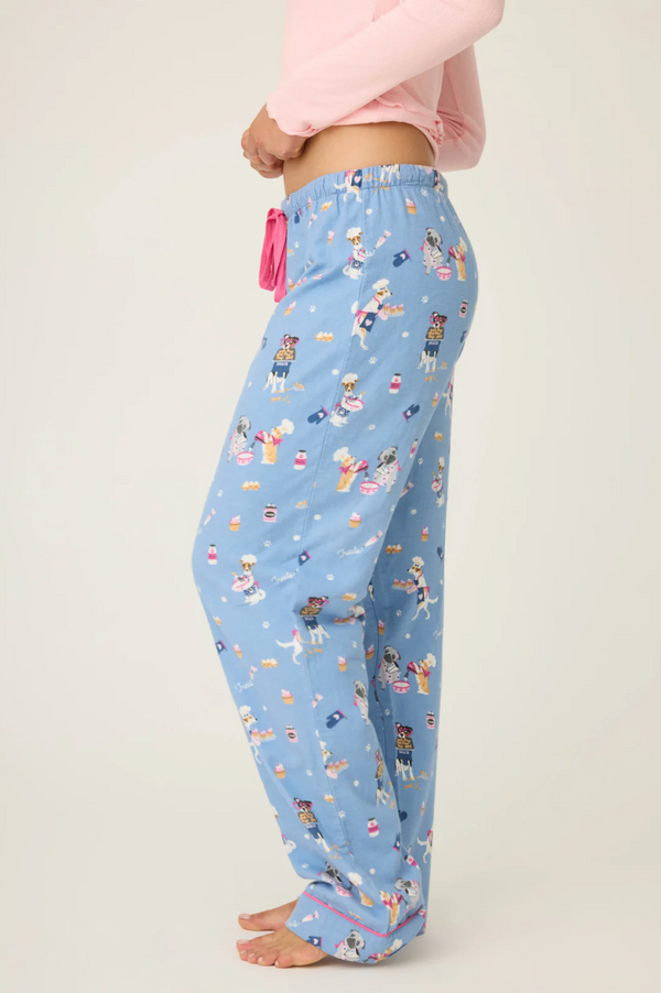 Baked Woof Love Dog Print Flannel Pants - Romantiques