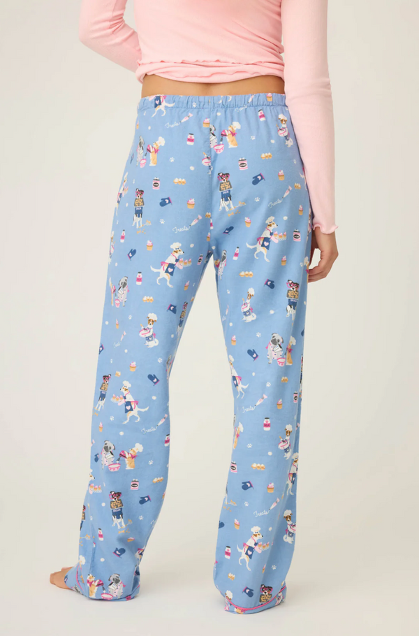 Baked Woof Love Dog Print Flannel Pants - Romantiques