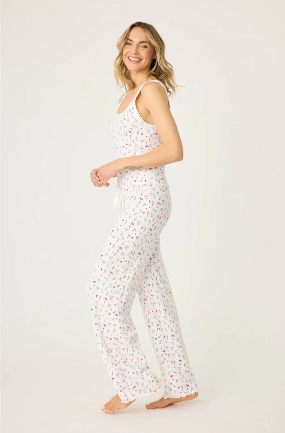 La Rose Floral Wide-Leg Drawstring Pants - Romantiques