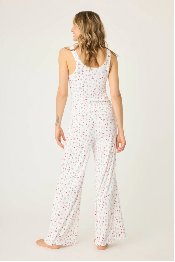 La Rose Floral Wide-Leg Drawstring Pants - Romantiques