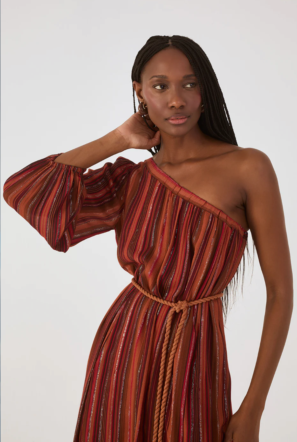 Balsas One-Shoulder Lurex Dress in Refúgio Print - Romantiques