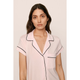 Gisele Short Sleeve Cropped PJ Set in Sorbet Pink & Black - Romantiques