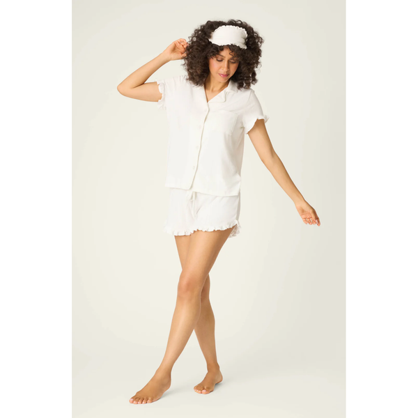 Pointelle Essentials 3-Piece Shorts Set in Ivory - Romantiques