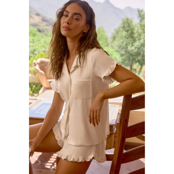 Pointelle Essentials 3-Piece Shorts Set in Ivory - Romantiques